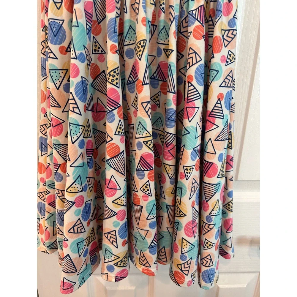 Dot Dot Smile Skater Dress Multicolor Geometric Flutter Sleeve Kids Size 3/4